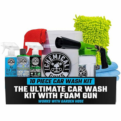 Chemical Guys HOL148 Kit de 10 Piezas para el Lavado de Automóviles - Pistola de Espuma, Cubo, (4) Toallas, manopla de Lavado y (3) Productos químicos de Limpieza de 16 oz.