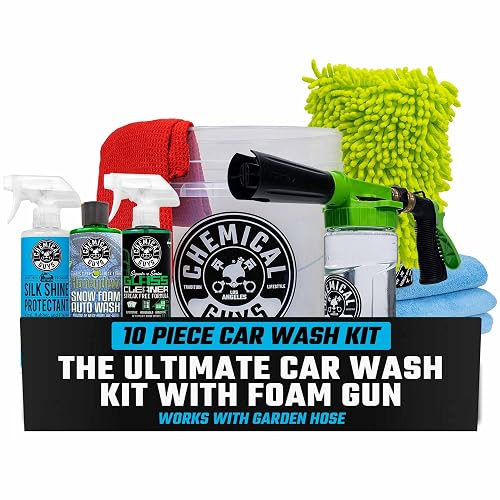 Chemical Guys HOL148 Kit de 10 Piezas para el Lavado de Automóviles - Pistola de Espuma, Cubo, (4) Toallas, manopla de Lavado y (3) Productos químicos de Limpieza de 16 oz.