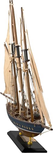 ADORNO DE MADERA VELERO ATLANTIC AZUL Y CAFÉ 57 X 72 CM