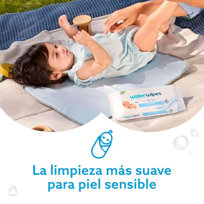 WATERWIPES, Toallitas Húmedas Originales para Bebés, Limpieza y Comodidad, Hipoalergénicas, 9 Paquetes Incluidos