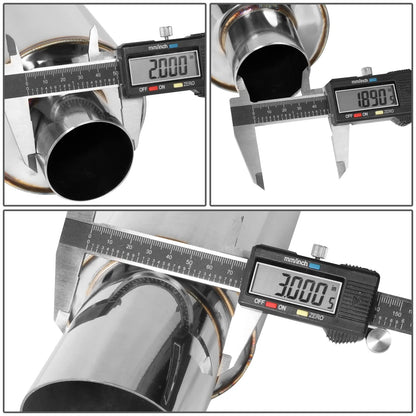 DNA MOTORING EXA-MF-004-T1 Silenciador de escape recto de acero inoxidable, universal, salida de 3 pulgadas, entrada de 2 pulgadas
