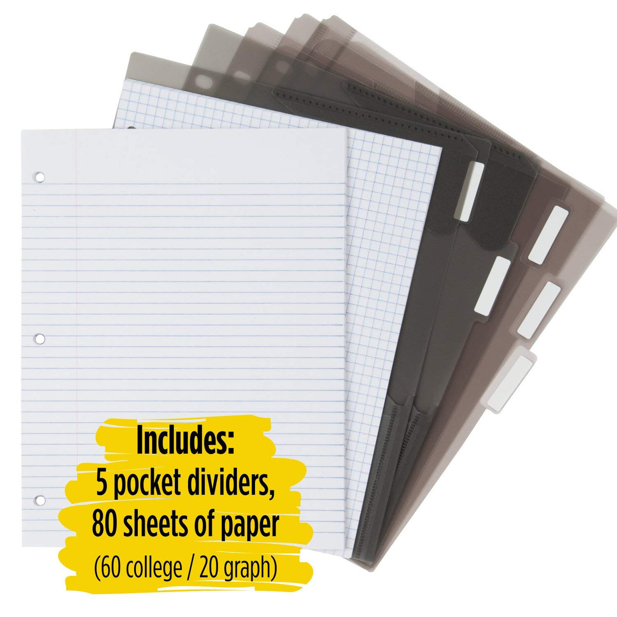 Five Star Flex Hybrid NoteBinder- Cuaderno y carpeta todo en uno, Negro, 11 1/2" x 10 3/4"