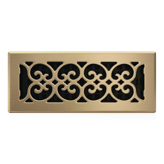 Decor Grates SPH412-A - Registro de piso con diseño de desplazamiento, 4 x 12 pulgadas, acabado de latón envejecido