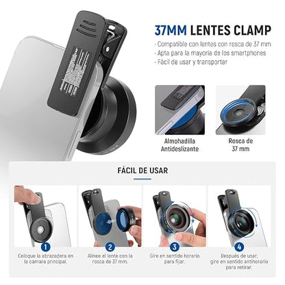 NEEWER Basics 2 en 1 Accesorios Kit Objetivos Cámara Móvil, Gran Angular HD 0,45x + Macro 15x, 37mm Lens Clamp Compatible con iPhone Samsung Android Smartphone, LS-67