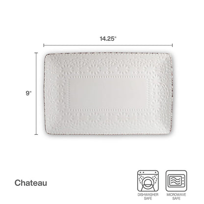 Pfaltzgraff Chateau - Plato para servir (14.25 pulgadas), azul y blanco, crema