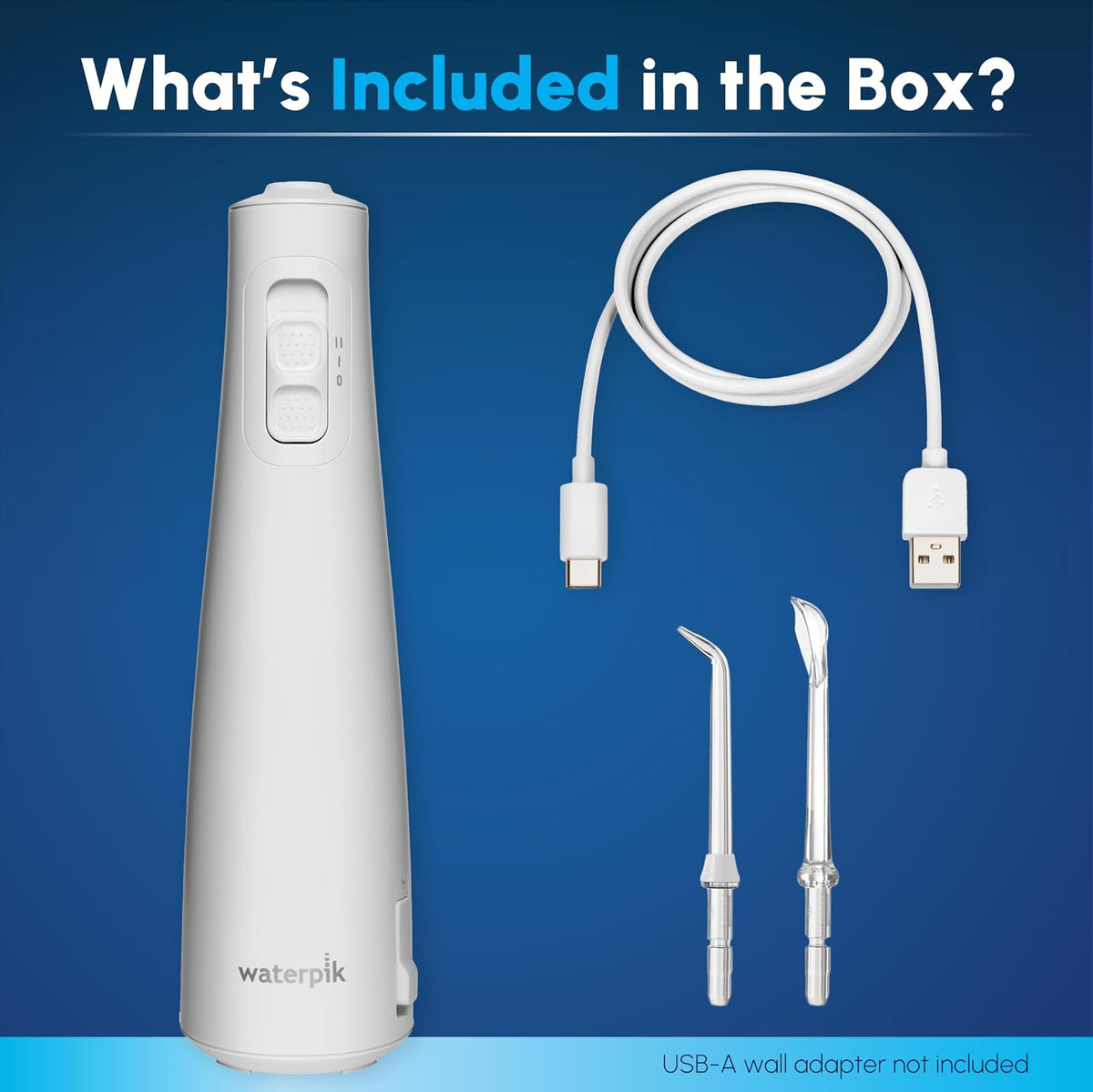 Waterpik - Hilo dental inalámbrico recargable de pulso portátil para dientes, encías, aparatos ortopédicos para el cuidado y viajes con 2 puntas de hilo dental, impermeable, aceptado ADA, WF-20 blanco