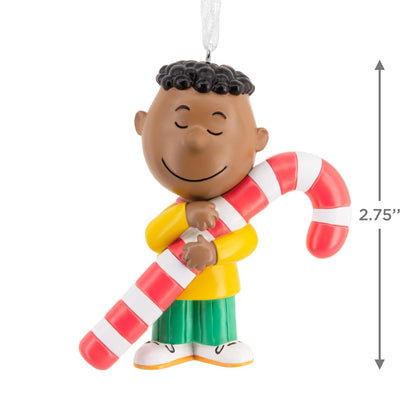 Hallmark Peanuts Franklin con Adorno navideño de bastón de Caramelo, Regalos para fanáticos de los Cacahuetes