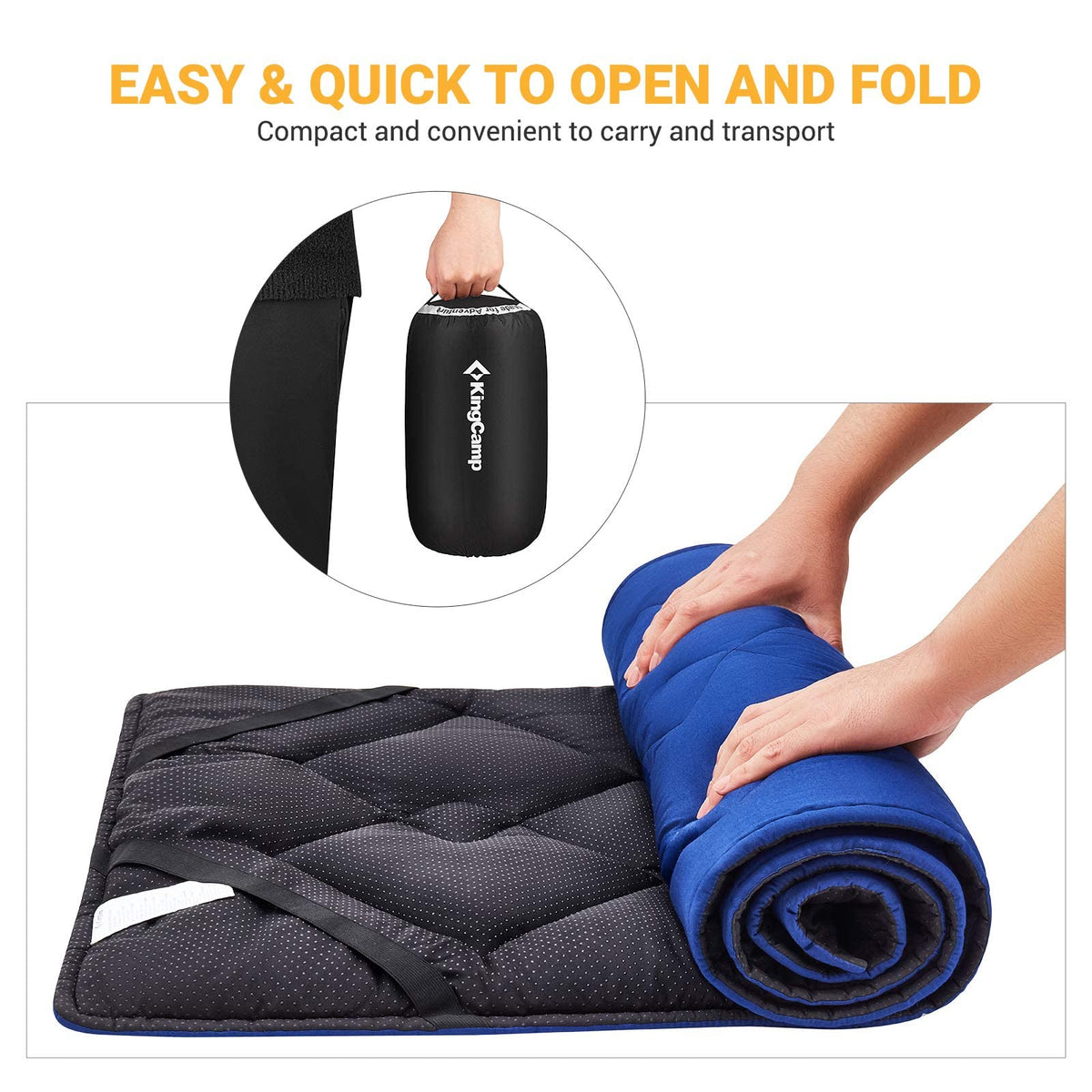KingCamp - Cojín de Dormir para Camping, cómoda y Ligera, más Gruesa, Suave, cálida, Antideslizante, para Camping, Senderismo, 75 x 25 Pulgadas, Color Azul Marino