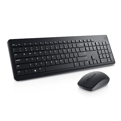 DELL Kit Teclado y Ratón inalámbricos con Receptor USB 2.4 GHz, Teclas funcionales y numéricas, Inclinación Ajustable, Óptico 1000dpi, Compatible con PC y Mac, Negro, Idioma Inglés