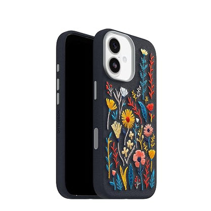 OtterBox - Funda para iPhone 17 Symmetry Series Cactus con Bordado de Piel – Jardín Encantado – Azul – Texturado, Bordado Floral artístico para iPhone