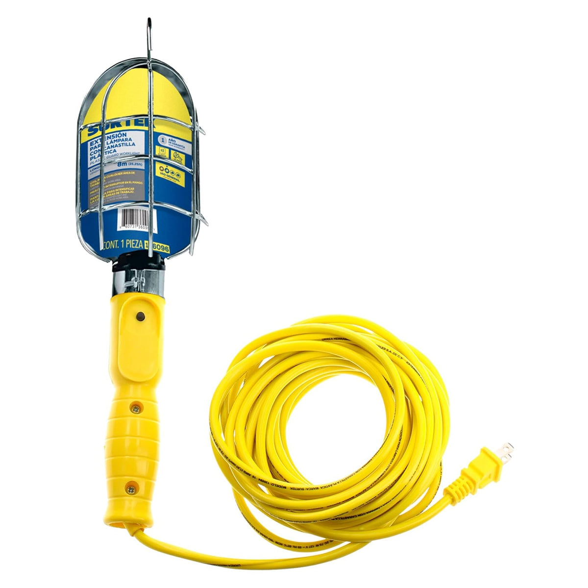 Surtek 136096 Lámpara de Taller con Canastilla Metálica, 8 m