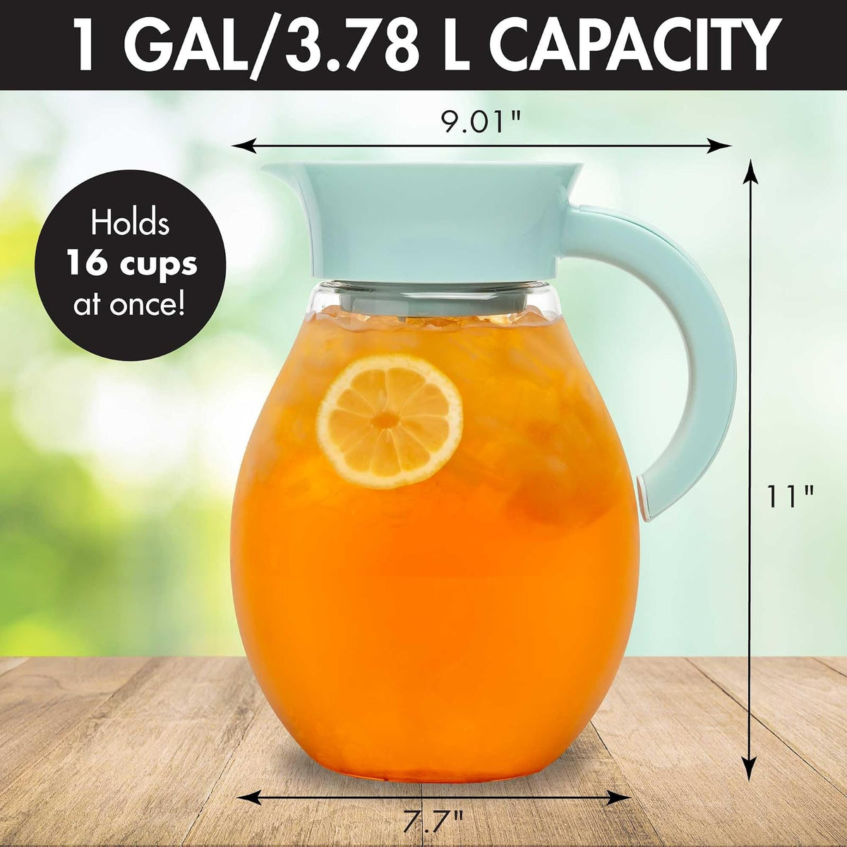 Primula The Big Ice Tea Maker e infusor, jarra de plástico para bebidas a prueba de fugas, tapa hermética, filtro reutilizable de malla fina, fabricado sin BPA, apto para lavaplatos, agua