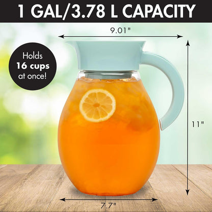 Primula The Big Ice Tea Maker e infusor, jarra de plástico para bebidas a prueba de fugas, tapa hermética, filtro reutilizable de malla fina, fabricado sin BPA, apto para lavaplatos, agua