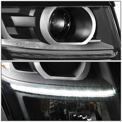 DNA Motoring Faro Delantero Derecho para Chevrolet Tahoe/Suburban 2015-2020, Negro/Ámbar, OEM-HL-0053-R