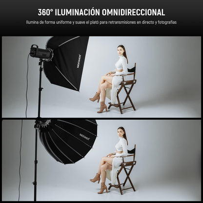 NEEWER 90cm Parabólico Softbox Bowens Mount, Liberación Rápida con Difusores/Grid/Bolsa para Iluminación Continua Video Compatible con Godox, NS90P