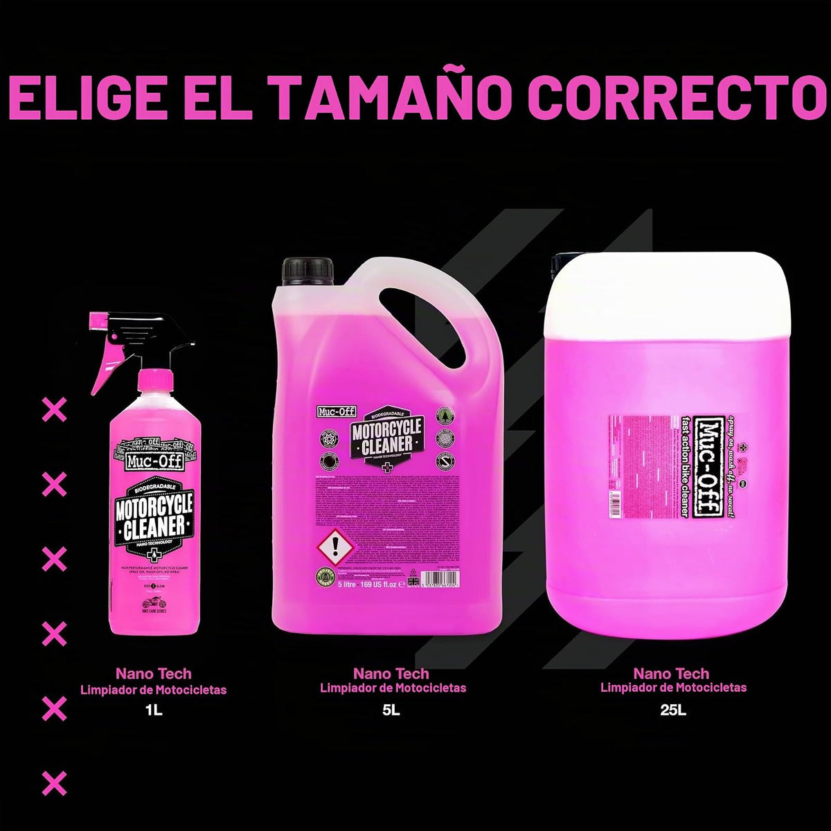 Muc-Off 667US Limpiador Nano-Tech para Motocicleta 5 L, Biodegradable, Rosa | Fórmula alcalina, segura en fibra de carbono, metal anodizado, sellos y rotores de disco, para todoterreno y desplazamiento