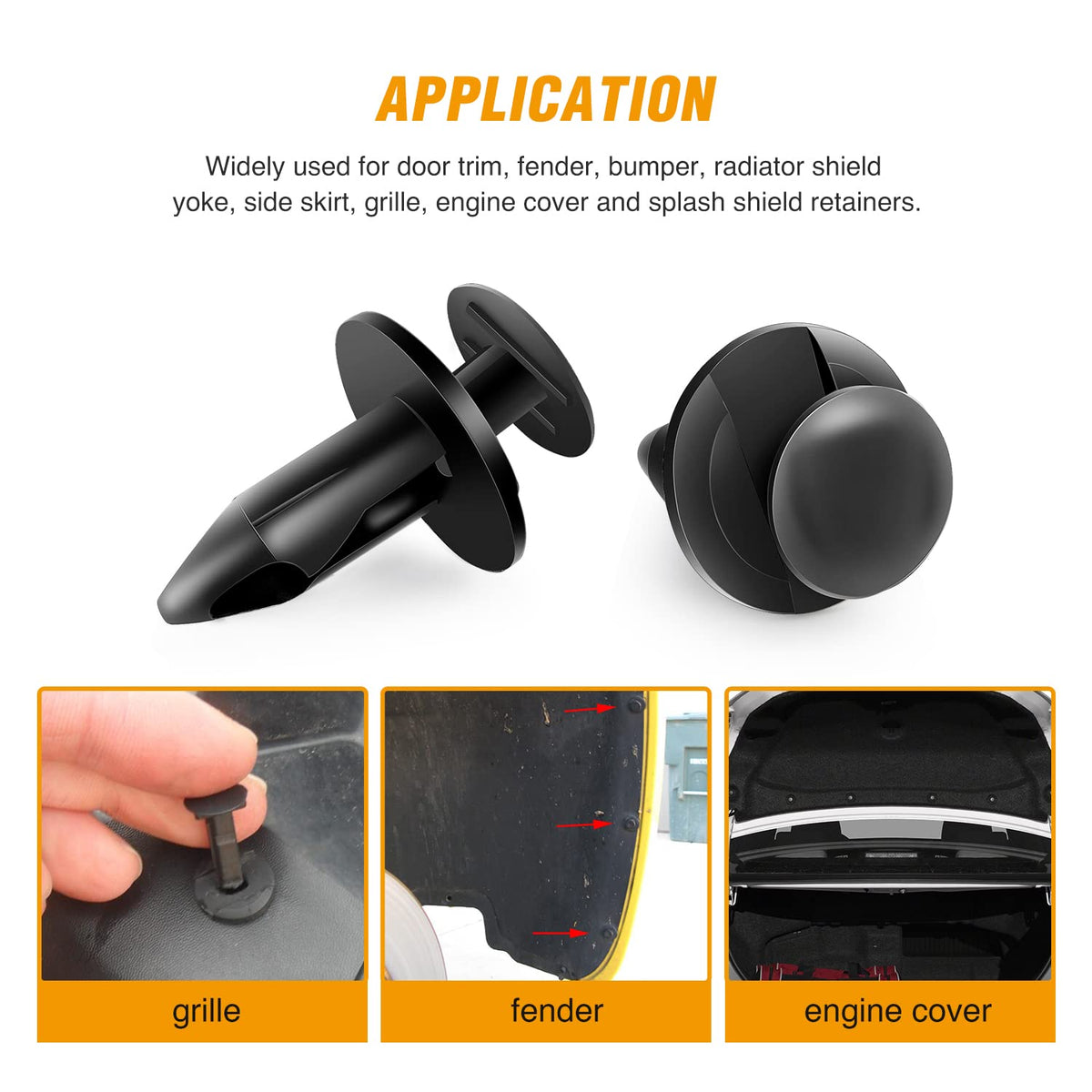 GOOACC 400 clips universales de plástico para guardabarros compatibles con GM Ford, Chrysler Toyota Honda con 6 clips de retención de cuerpo automático