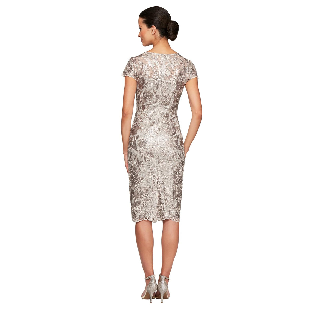 Alex Evenings Shift Midi Lace Vestido Bordado (etite y Regular) Vestido de Coctel para Mujer