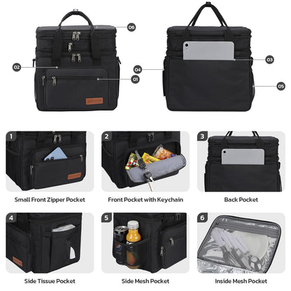 Maelstrom Lonchera Térmica 23L, Bolsa Hielera Ampliable Doble Compartimento | Retención frío 16h, Ligera, Estructura vertical, Bolsillo pañuelos. Ideal Hombre Mujer, Oficina, Supermercado, Desplazamiento