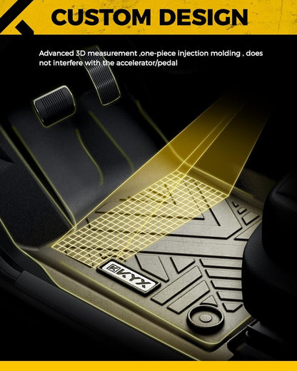KYX Alfombrillas para Todo Clima para Toyota Tacoma Double Cab 18-24, Juego Completo de Goma TPE, Negro