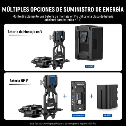 NEEWER Plegable Placa de Batería V Mount con Placa Base de Cámara de Liberación Rápida Tipo Arca Vídeo Rig Cámara DSLR Compatible con SmallRig Batería de V Montaje Jaula dji RS4 RS3 Gimbal, PS015 Pro