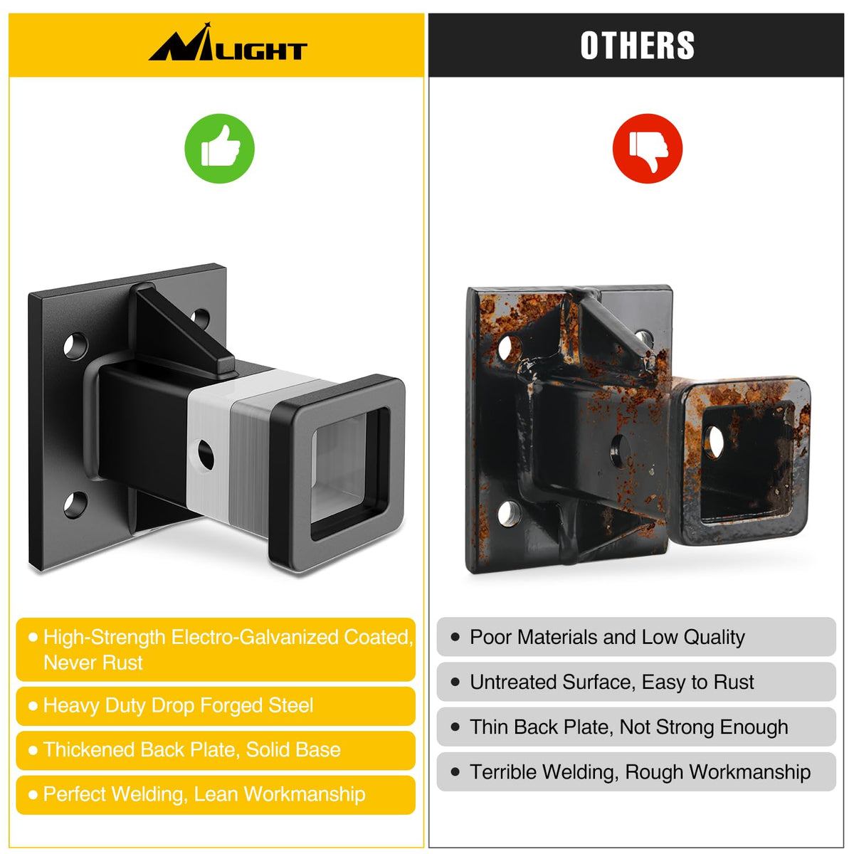 Nilight Adaptador de Tubo Receptor de Enganche de 2 Pulgadas con Perno, Receptor de Enganche de Remolque Universal para Parachoques Abierto, Extensor de Enganche Towever, Accesorios de Enganche para