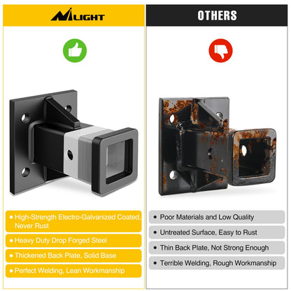 Nilight Adaptador de Tubo Receptor de Enganche de 2 Pulgadas con Perno, Receptor de Enganche de Remolque Universal para Parachoques Abierto, Extensor de Enganche Towever, Accesorios de Enganche para
