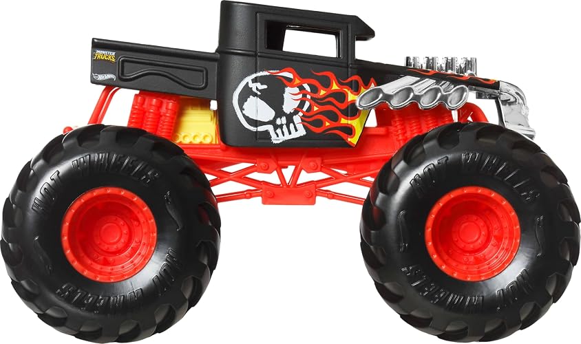 Hot Wheels Monster Trucks Vehículo de Juguete Bone Shaker Escala 1:24 para niños de 3 años en adelante