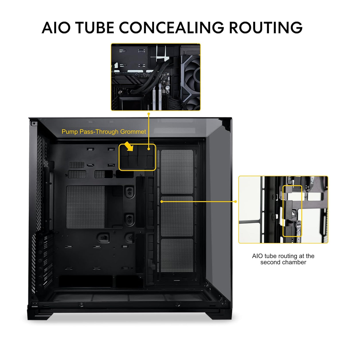 Lian LI O11 Vision Compact Black – ATX/EATX Mesh Crystal Pro Gaming Case | Acero, vidrio templado, soporte de conexión trasera, O11VPX