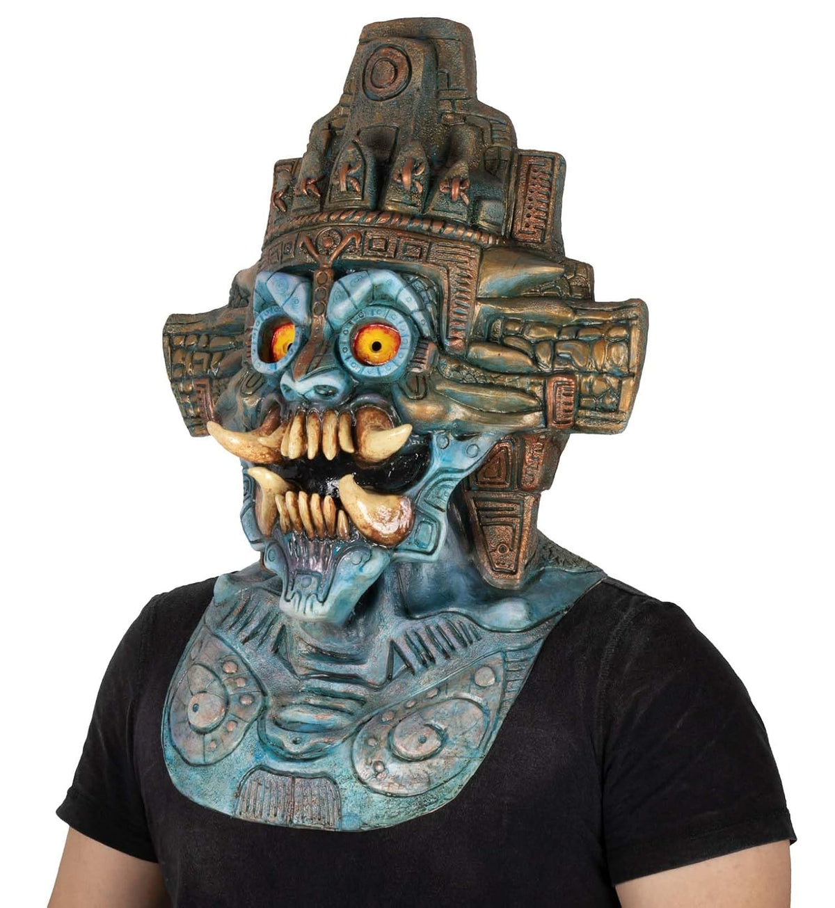 Ghoulish Productions Máscara de látex de Tláloc. Máscara de Tláloc. Disfraz de Tláloc. Tláloc Disfraz Halloween.Máscara de Halloween. Máscara Unitalla de Adulto. Ideal para usar en Fiesta de Halloween
