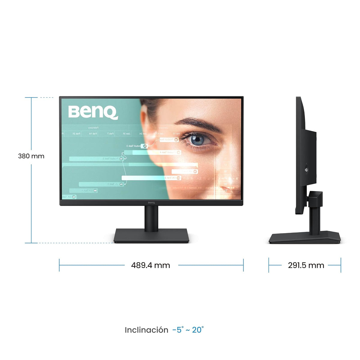 BenQ Monitor GW2291 para Oficina y Casa de 21.5" 1080p FHD 100Hz IPS, HDMI, 1920x1080, Eye-Care Sin Parpadeo, Luz Azul Reducida, Bisel Ultrafino, Certificación TUV