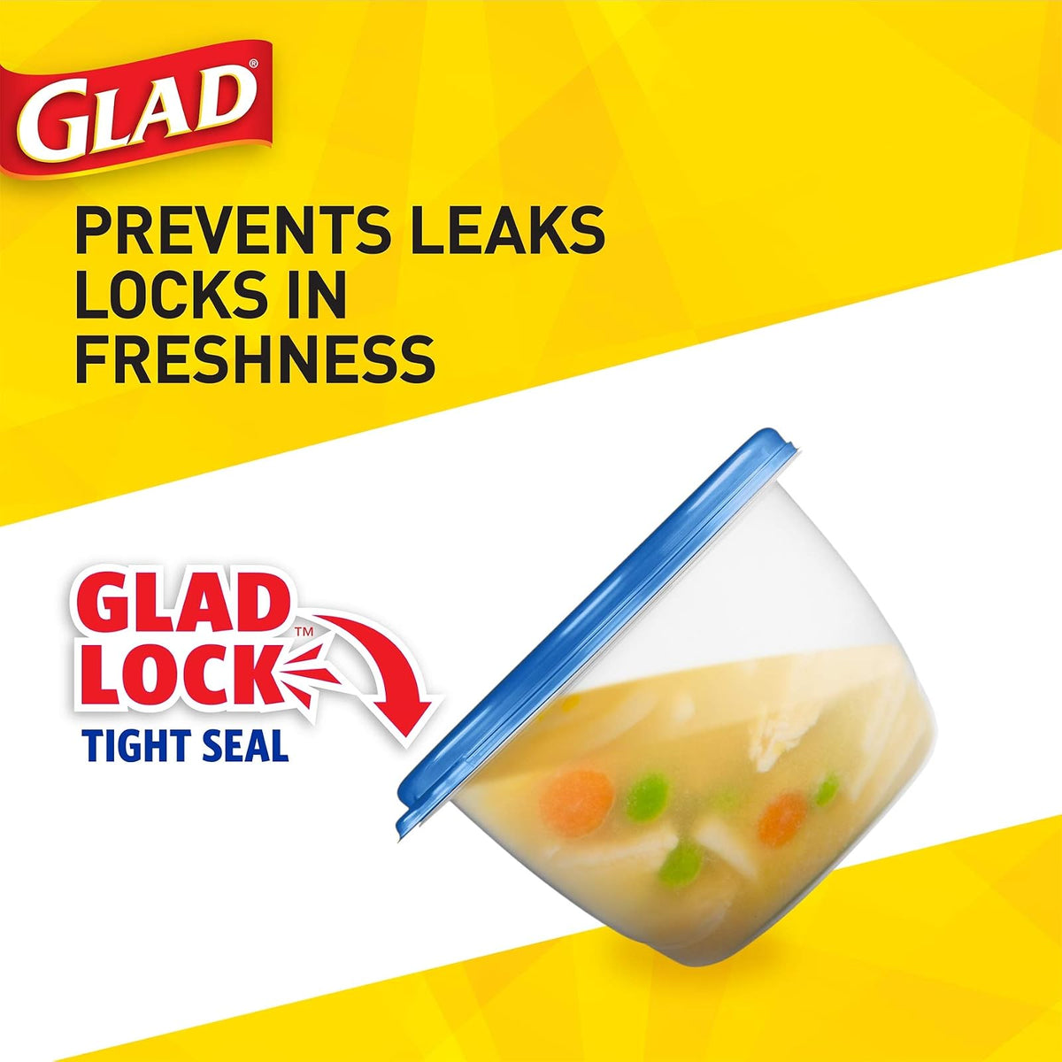 Glad To Go Food Storage Containers | Medium 24 oz Containers for Food Storage from Glad | Strong and Sturdy Rectangle Containers in Standard Size, 4 Count - 6 Pack