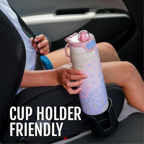 Ello Kids Pop & Fill - Botella de agua de acero inoxidable de 18 onzas con tecnología de llenado rápido, aislamiento al aspiradora de doble pared, tapa de bloqueo a prueba de fugas, para beber y chug