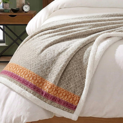 Eddie Bauer - Manta de Forro Polar Cepillado con Reverso Sherpa, Suave y acogedora decoración del hogar para Cama o sofá (Fair Isle Khaki, 50 x 70 Pulgadas)