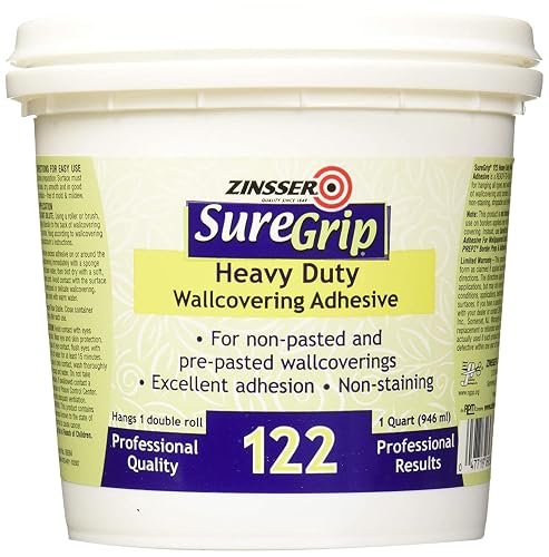 Rust-Oleum 69384 1-Quart SureGrip 122 Heavy Duty Clear Strippable Wallpaper Adhesive, 1 Pack,