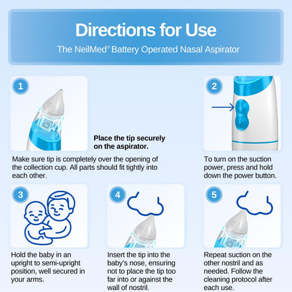 NeilMed Aspirador - Aspirador nasal funciona con pilas para bebés y niños