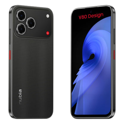 nubia Celular V80 Design 6.7” 120Hz, 50MP+2MP, 256GB+20 GB RAM(8GB + 12GB Dinámica), Android 16 Negro