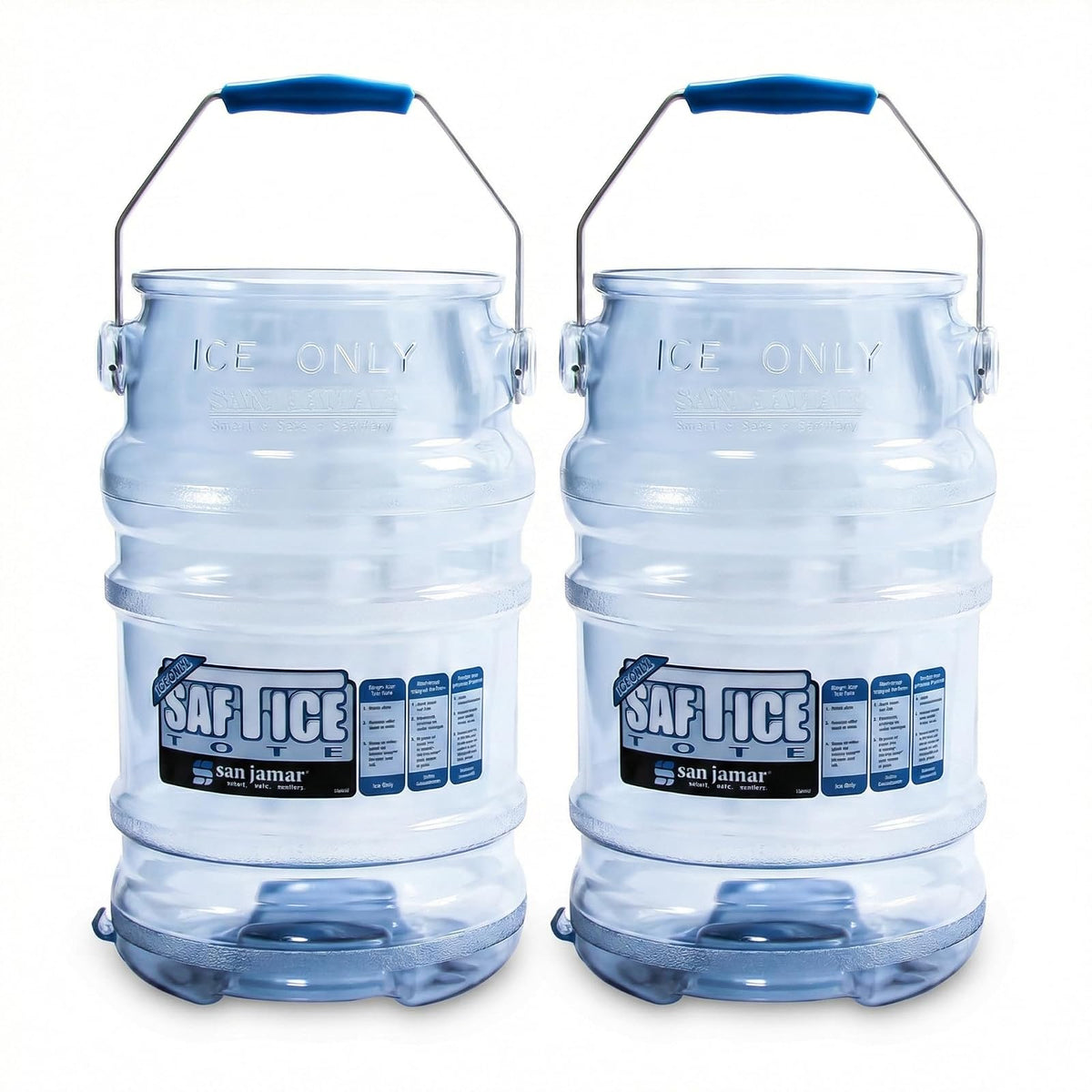 San Jamar Saf-T-Bolsa de Hielo con Colgador para Máquina de Hielo, Policarbonato, 6 Galones, Azul, Paquete de 2