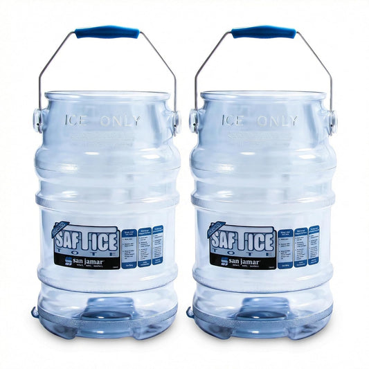 San Jamar Saf-T-Bolsa de Hielo con Colgador para Máquina de Hielo, Policarbonato, 6 Galones, Azul, Paquete de 2