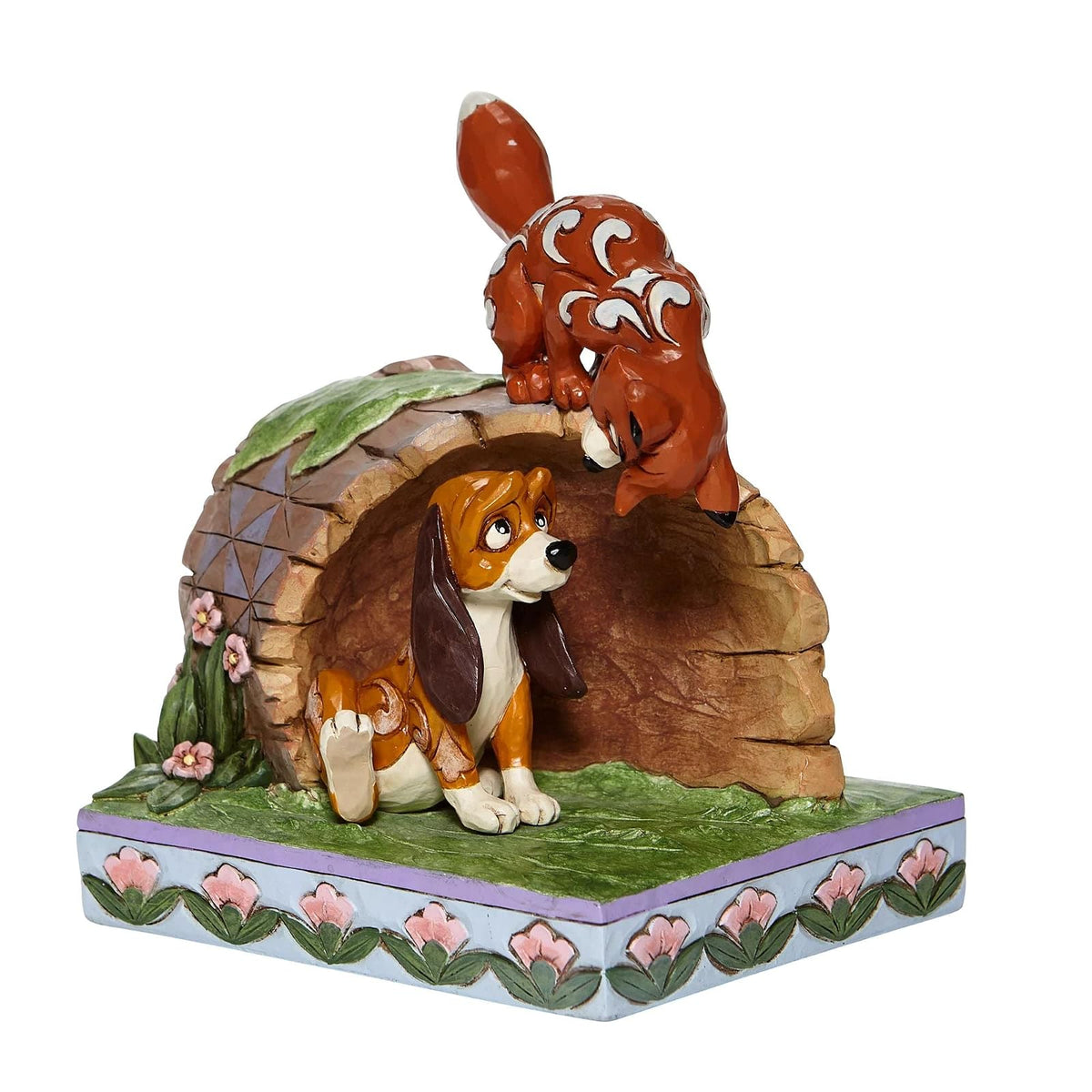 Enesco Disney Traditions de Jim Shore Figura del Zorro y el Perro en un Tronco, 13,75 cm, Multicolor