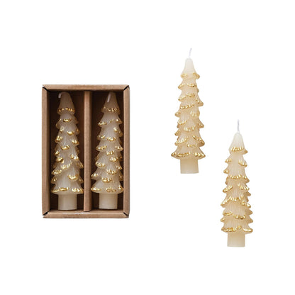 Creative Co-Op Velas Cónicas Decorativas, Juego de 2 - Oro - Eggnog - 5 inches