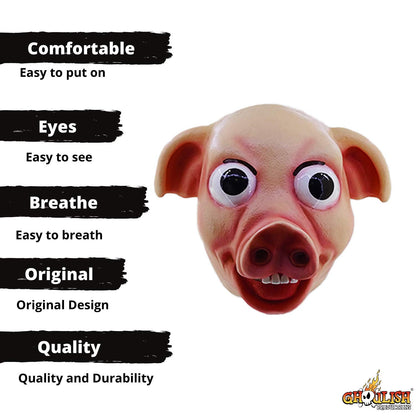Máscara de Cerdito Divertida Disfraz de Puerco de Latex Cerdo de Caricatura Mascarilla de Cochino por Ghoulish Productions