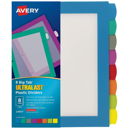 Avery 24901 Separador Plástico Ultralast 8 pestañas