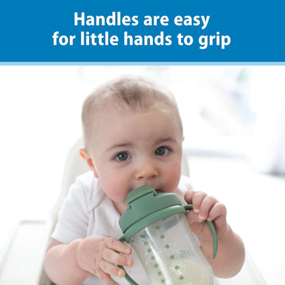 Dr. Brown'S- Vaso de Entrenamiento con Popote con Peso Milestones Baby's First, 9 oz/270 ml, Verde Oliva, sin BPA, 6 Meses en adelante