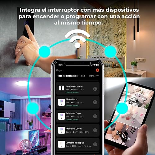 Tecnolite Connect - Apagador Inteligente Táctil WiFi 1 Circuito, Requiere Cable Neutro, Compatible con App móvil, Alexa, Google y Siri, Interruptor Inteligente