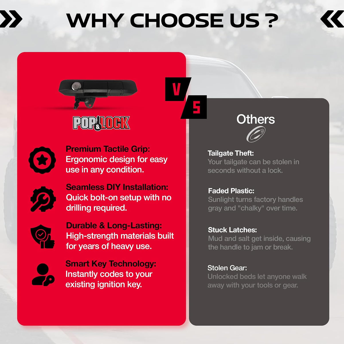 Pop & Lock PL5400 - Candado manual para portón trasero con tecnología de código de pernos para Toyota Tacoma