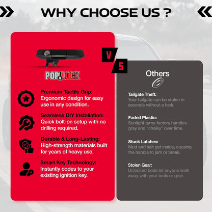 Pop & Lock PL5400 - Candado manual para portón trasero con tecnología de código de pernos para Toyota Tacoma