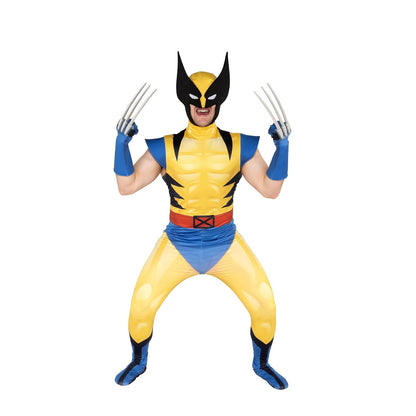 MARVEL Wolverine - Disfraz oficial de lujo Zentai de Halloween para adultos, traje de elastano elástico de dos vías con guantes y garras