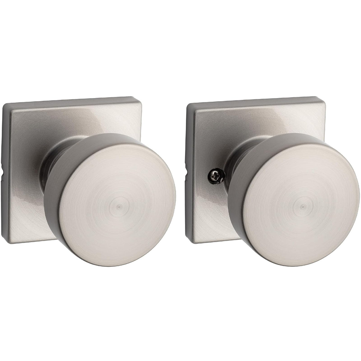 Kwikset Pismo - perilla para puerta de paso interior, manija para puertas de clóset y pasillo, perilla de puerta sin bloqueo en níquel satinado, con protección Microban