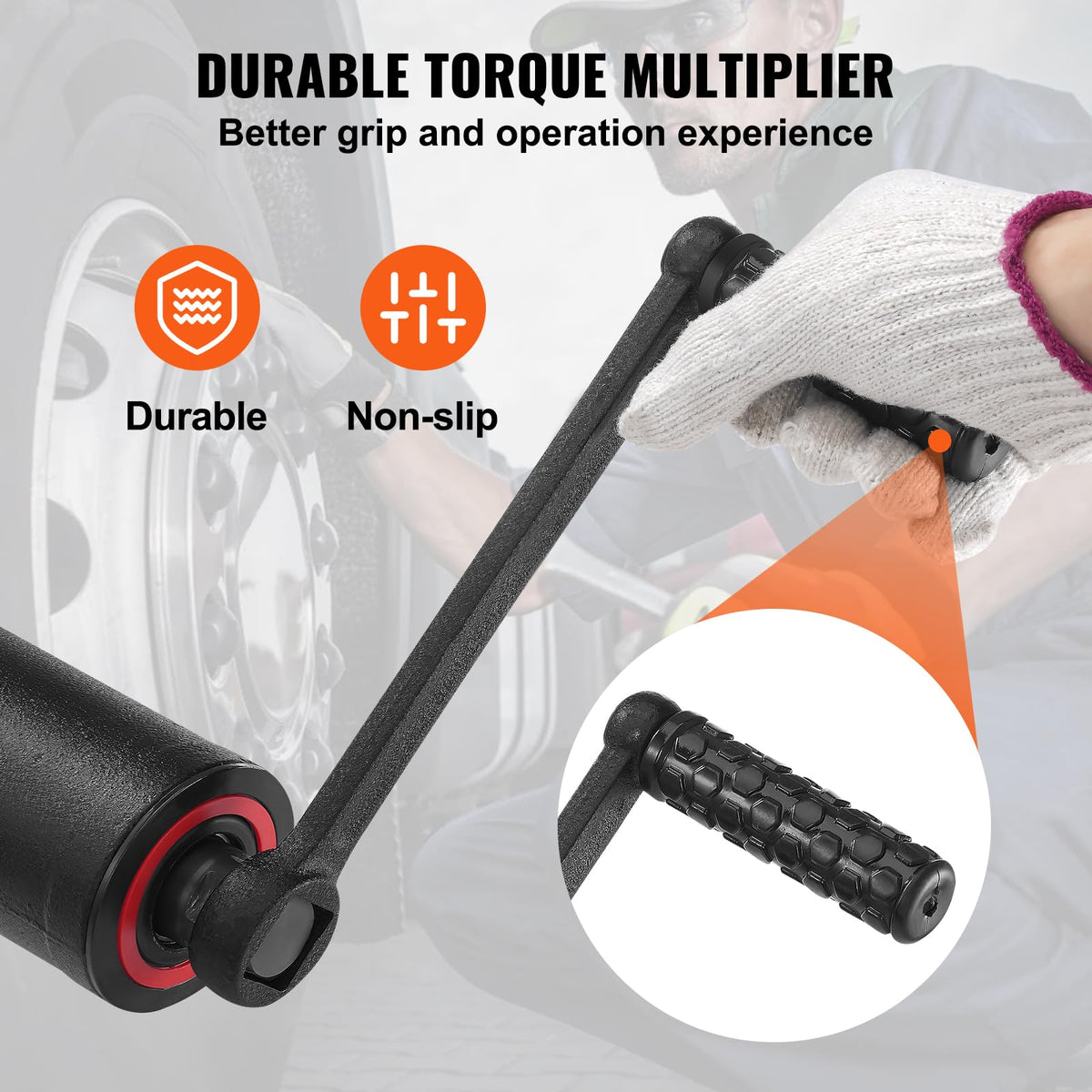 VEVOR Llave Multiplicadora de Par 25,4 mm Relación 1:58 Multiplicador de Fuerza con 4 Vasos Caja Multiplicadora de Par de Acero de Aleación para Quitar Tuercas de Rueda Automóvil Taller Garaje